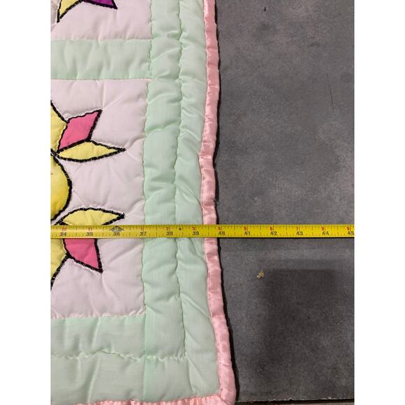 Patchwork, Country Quilt, Pink, Mint Green, Stars, Calico, Nursery, Bedding - Picture 3 of 4